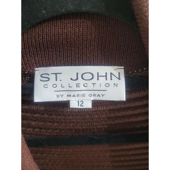 VTG ST JOHN Collection Marie Gray Santana Knit Blazer Jacket W/Skirt Sz 12 - Picture 3 of 16